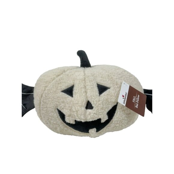 Halloween Jack-O'-Lantern Pumpkin With Bat Wings 8.5" x 19" Decorative Pillow - Picture 6 of 16